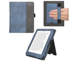 E-reader hoes met standaard voor Kobo Aura Edition 1 - Donkerblauw/Donkergrijs, Kunstleer