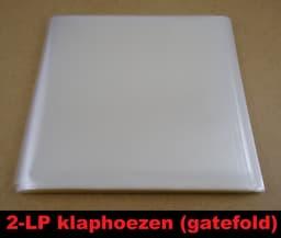 50 Stuks 2-LP hoezen voor gatefold klaphoezen, glashelder dikte 90 micron (GOEDE KWALITEIT, 0.09mm dik) - hoezen lp's, outer sleeves, buitenhoezen, platenhoezen, beschermhoes, transparant, crystal clear, buitenhoes, lps vinyl platen, 12", 12 inch — thumbnail 1