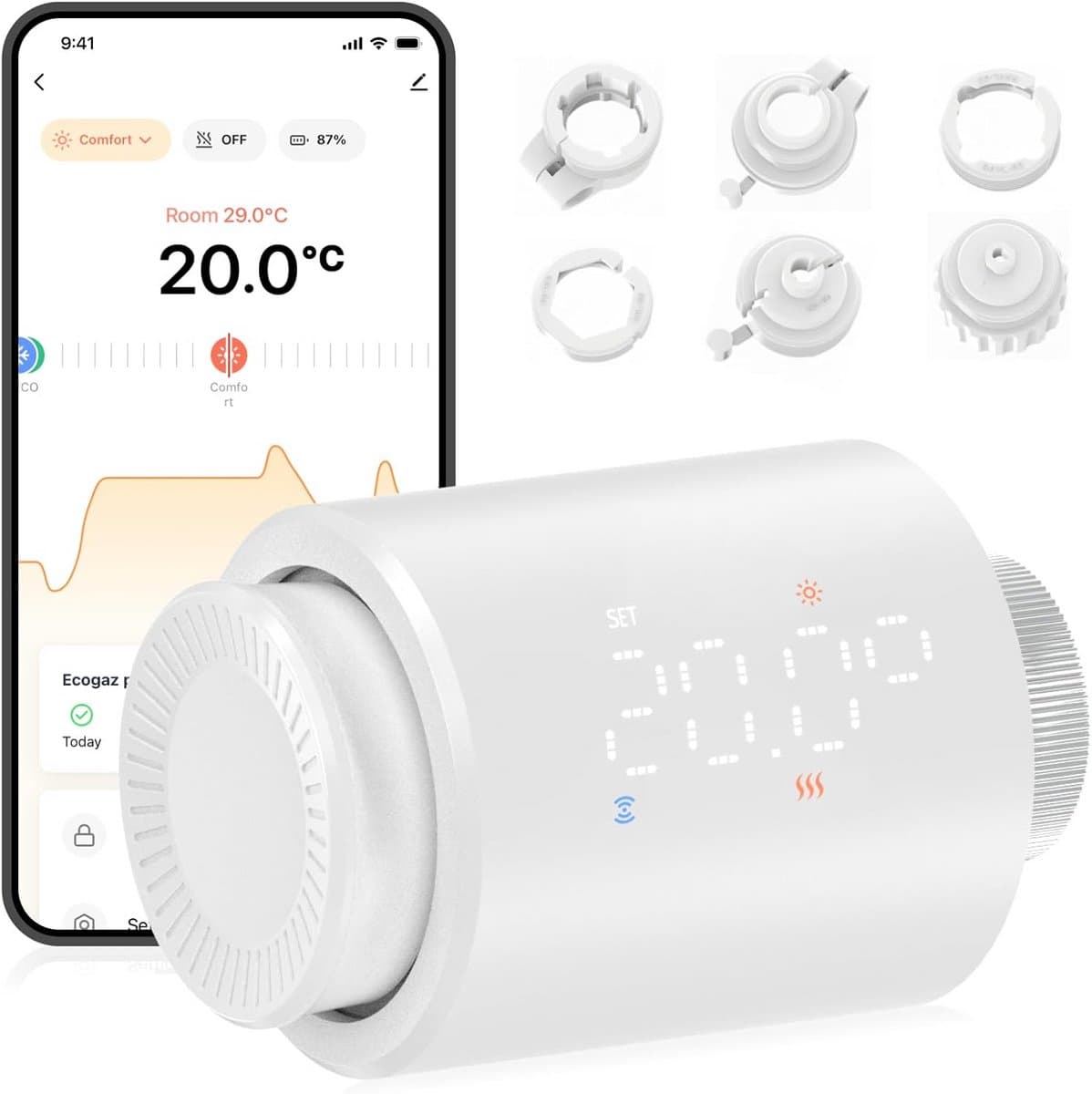 Slimme Programmeerbare Radiatorthermostaat met Bluetooth en App Bediening — afbeelding 1