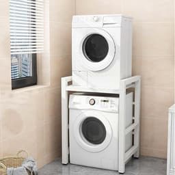 Wastorenkast voor Wasmachine en Droger - 3 Hoogtes Verstelbaar - Extra Sterke Metalen Onderbouw - Wit — thumbnail 1