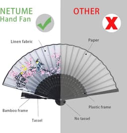 4 Stuks Handvouwventilatoren - Zijde en Bamboe, Chinese Stijl, Geschikt voor Decoratie en Geschenken — thumbnail 5