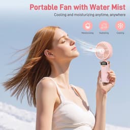 Draagbare Handventilator met Waternevel en Oplaadbare Batterij - 5 Snelheden en Digital Display — thumbnail 3