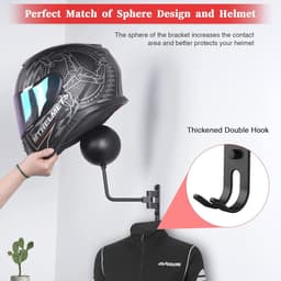 Motorhelm houder voor wandmontage - 180° draaibaar met dubbele haak — thumbnail 3