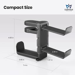 3-in-1 Gaming Hoofdtelefoon en Controller Houder met Verstelbare Arm - Onder Bureau Standaard — thumbnail 5