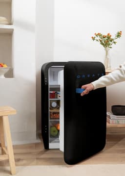 CREATE - Koelkast in retrostijl - Zwart - Handvat Kobaltblauw - FRIDGE RETRO 107L — thumbnail 6