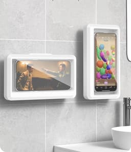 Waterdichte telefoonhouder voor onder de douche - 360° draaibaar - Telefoonhouder voor de badkamer - Wandmontage in de keuken - 19,2*11,3*3,5 cm - Geschikt voor dagelijks gebruik in badkamer en keuken - Wit — thumbnail 7