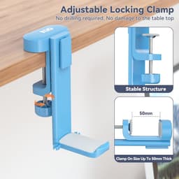 2 in 1 Bureau Koffiebeker Houder met Hoofdtelefoon Hangertje – Onder Bureau Rotatieve Hoofdtelefoon Houder voor Gaming Gadgets — thumbnail 2