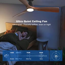 Depuley 52 inch plafondventilatoren met verlichting: walnoot 3-bladige inbouwventilator met laag profiel voor slaapkamer - dimbare buitenstille DC-motorventilator met afstandsbediening — thumbnail 5