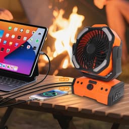 Draagbare Campingventilator - 30.000 mAh, Oplaadbaar met Afstandsbediening en LED Licht - Ideaal voor Buiten, Reizen en Thuisgebruik — thumbnail 2