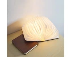 Opvouwbare Houten LED Boeklamp - USB Oplaadbaar Nachtlampje in Diverse Kleuren voor Cadeaus