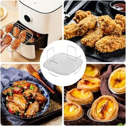 Airfryer-grillrek, Airfryer-rek voor oven - Airfryermand RVS Bakrek - Luchtfriteuserekken, herbruikbare luchtfriteusegrill voor keukenhuishoudens — thumbnail 2