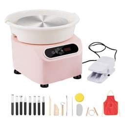Pottenbakkersschijf - Elektrische kleidraaischijf - 28 cm Diameter - 350 W Motor - Pedaalbediening - LCD Touchscreen - Directe Aandrijving - Inclusief Gereedschap - Roze — thumbnail 1