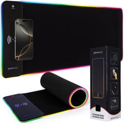 Brightly® 2-in-1 RGB Gaming Muismat XXL - Draadloze Oplader - RGB LED Verlichting Muismat - USB - Antislip Muismat - 80 cm x 30 cm - Gaming Muismat - Met Verlichting - Waterproof - Extra Breed en Lang - Zwart — thumbnail 1