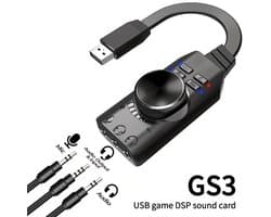 USB 7.1-geluidskaart Geschikt voor gaming, pc-audio, externe USB-geluidskaart Geschikt voor laptops en mobiele telefoons, virtuele geluidskaart.