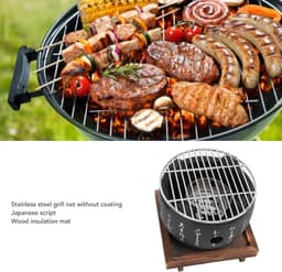Mini Draagbare BBQ Grill - Ronde Japanse Stijl Houtskool Grill voor Tafelblad - Huishoudelijke Barbecue Kachel met Japanse Design (Luxe) — thumbnail 4