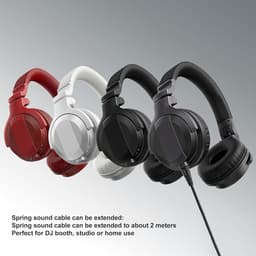 Uitschuifbare audio kabel met 3,5 mm en 6,3 mm plug voor DJ hoofdtelefoon - Kwaliteitsvolle vervangende kabel geschikt voor Pioneer HDJ-CUE1, HDJ-CUE1BT, HDJ-X5, HDJ-X7, HDJ-S7 - Lange en stevige audio verbinding. — thumbnail 2