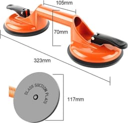 Vacuümlifter voor Glazen en Tegels - 2 Stuks met Aluminium Zuignappen - Draagvermogen tot 105 kg - Ideaal voor Verplaatsen van Zware Voorwerpen — thumbnail 5