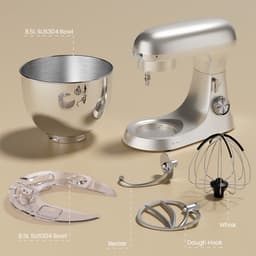 keukenmachine – 2000W Vermogen – 8,5L RVS Kom – Planetair Mengsysteem – Kleur: Crème – Royal Swiss — thumbnail 5