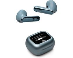 JBL Live Flex 3 - Draadloze Noise Cancelling Oordopjes - Oortjes Draadloos - Bluetooth - Open-fit - Smart Charging Case met Display - 50 uur batterij - Blauw
