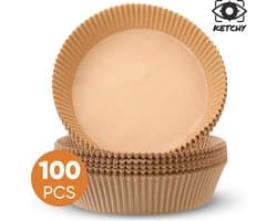 Ketchy Airfryer wegwerpbakjes - 100 Stuks - Heteluchtfriteuse Bakpapier - Airfryer Accesoires - 20cm - Heteluchtfriteuse Wegwerpbakjes 100 Stuks -  Geschikt Voor AirFryer Wegwerpbakjes - Bakpapier - Wegwerp Bakjes (100 stuks!)