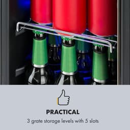 Klarstein Beerlager 56 drankkoelkast, 56 liter, 20 flessen, inbouw, 82 cm hoog, glazen deur met roestvrijstalen frame, 3 schappen, temperatuur: 0 - 10 °C, touchscreen bedieningspaneel, zwart - LED - RVS - Mini Fridge - Compact Koelkast — thumbnail 4
