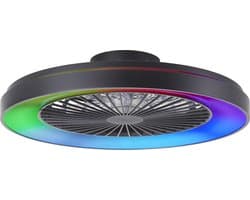 Brilliant Mazzaro - Plafondventilator - LED 48W - 3000K-6500K - 58cm - Dimbaar - Zwart — afbeelding 1