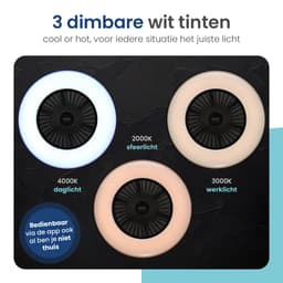 Gologi Plafondventilator met Verlichting - Ø60 cm - LED RGBW - 6 Standen - Plafondlamp Slaapkamer - Plafonniere met Ventilator - Met lamp, afstandbediening en App - Zwart — thumbnail 4