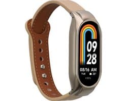 kwmobile lederen horlogebandje geschikt voor Xiaomi Smart Band 10 / Smart Band 9 / 8 polsband - Echt leren smartwatch bandje - Activity tracker horloge band in beige / bruin