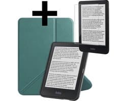 Hoes Geschikt voor Kobo Clara BW - E-reader Bescherm Hoesje Case Sleep Cover Trifold Met Screenprotector - Hoes Geschikt voor Kobo Clara BW Hoesje - Donkergroen