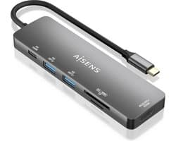AISENS ASUC-6P016-GR laptop dock & poortreplicator Bedraad USB 3.2 Gen 1 (3.1 Gen 1) Type-C Grijs