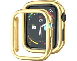 By Qubix - Hard case 45mm (open front) - Goud (glans) - Geschikt voor Apple Watch 45mm hoesje - screenprotector - Bescherming iWatch - Bescherm hoesje