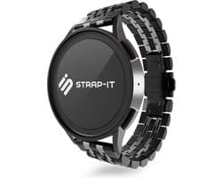 Strap-it Smartwatch bandje 22mm - Luxe duo stalen schakel horlogeband geschikt voor Samsung Galaxy Watch 3 45mm / Galaxy Watch 1 46mm / Gear S3 Classic & Frontier - Amazfit GTR 47mm / GTR 2 / 3 / 4 - Fossil Gen 5 / 5e 44mm / 6 44mm - zwart/zilver