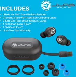 JLab JBuds Air ANC Volledig Draadloze Oortjes met Ruisonderdrukking - Draadloze Oordopjes - Bluetooth Oordopjes - Wireless earbuds - Draadloze Oortjes - Oplaadcase - Zwart — thumbnail 5