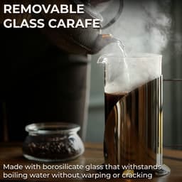 Cafe Du Chateau French Press Coffee Maker - hittebestendig glas met 4 niveaus filtratiesysteem, roestvrijstalen behuizing - brouwt koffie en thee - grote 36oz karaf koffie presser — thumbnail 2