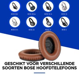 Set Oorkussens geschikt voor Bose QuietComfort 35 ii / 35 / 25 / 15 / 2 / Soundtrue - Soundlink Around-Ear AE2 / AE2W / AE2I - Oorkussens voor koptelefoon - Ear pads headphones bruin — thumbnail 3