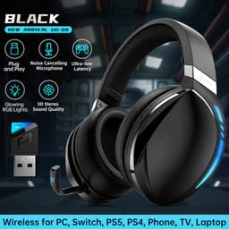 Woegel UG-06 draadloze Gaming headset – Hooftelefoon/Koptelefoon – met Microfoon – Noise Cancelling – geschikt voor PS4,PS5,PC en Nintendo Switch – zwart — thumbnail 2