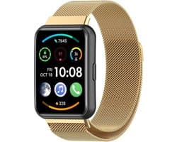 Milanees Smartwatch bandje - Geschikt voor Huawei Watch Fit 2 Milanese band - goud - Strap-it Horlogeband / Polsband / Armband
