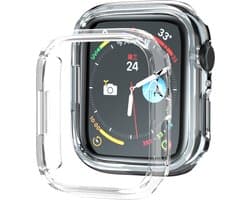 By Qubix - Hard Case 45mm (open front) - Transparant - Geschikt voor Apple Watch 45mm hoesje - screenprotector - Bescherming iWatch - Bescherm hoesje