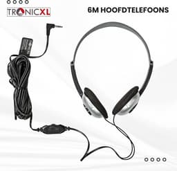 TronicXL TV hoofdtelefoon met 6m lange kabel - hoofdband stereo koptelefoon - jack plug 3,5mm - Perfect als televisie-hoofdtelefoon, ook voor senioren — thumbnail 3