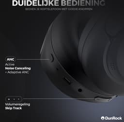 DunRock® Halo koptelefoon met ANC en multipoint - Met DunRock App voor je smartphone - draadloze bluetooth koptelefoon - met filter microfoons — thumbnail 15