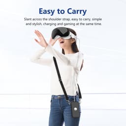 Somstyle Siliconen Beschermhoes Geschikt Voor Apple Vision Pro Batterij - Met Schouderriem - Accu Houder - Soft Cover Case - VR Bril Accessoires - Zwart — thumbnail 5