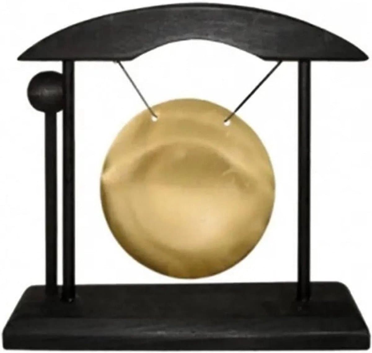 Tafelgong klein zwart en goud - 16x5x16 - Hout - Metaal — afbeelding 1