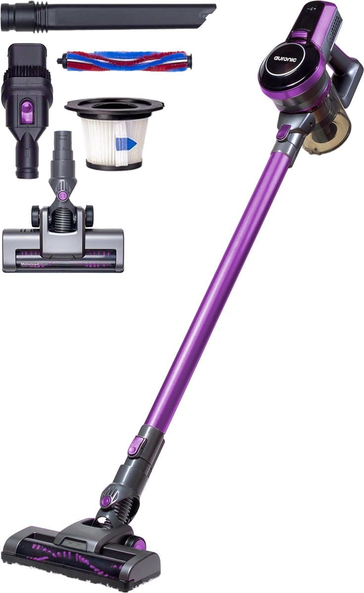 Auronic Steelstofzuiger Draadloos - Zonder Zak - Op Accu - 4-in-1 - 160W - Vacuum Cleaner - Paars/Grijs — afbeelding 1