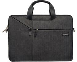 Laptoptas 13.3 Inch - Laptophoes Met Ritssluiting - Fonu Sleeve Alle Merken - Tas Alle Laptops Tot 13.3 Inch - Met Schouderriem - Zakelijke Laptoptas - Veel Opbergvakken - Laptopsleeve - Zwart