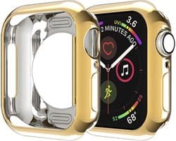 By Qubix - Siliconen case 38mm - Goud - Geschikt voor Apple Watch 38mm hoesje - screenprotector - Bescherming iWatch - Bescherm hoesje