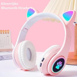 KINSI Bluetooth Gaming Headset - Stylish Kat Oor Design met LED - Verlichting! Perfect voor Meisjes, Compatibel met Alle Apparaten (Tablet / Computer / Telefoon) — thumbnail 7