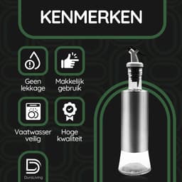 Duraliving® Olijfolie fles met schenktuit Premium - Oliefles met Schenktuit - Olie fles Glas - BBQ Accesoires - Airfryer - Olie Sprayer - Set van 2 — thumbnail 8