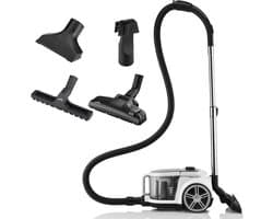 ETA Stormy Home Stofzuiger zonder Zak met Opzetstukken – ECO-motor, HEPA 13 Filter en 360° Draaibaar - Actieradius 9 Meter – 2,2 Liter – Zwart
