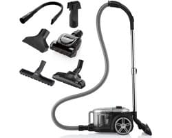 ETA Stormy Car Stofzuiger zonder Zak met Opzetstukken - HEPA 13 Filter, Instelbare Zuigkracht, ECO Motor en 360° Draaibaar – 2,2 Liter – Zwart