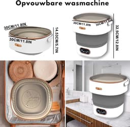 Mini Wasmachine - 16L - 2.3kg - 2-in-1 - Centrifuge - Energiezuinig - Voor Camping & Reizen - Lichtgewicht & Praktisch - Duurzaam & Handzaam - Compact & Stijlvol - Efficiënt & Snel - Makkelijk te Reinigen — thumbnail 3